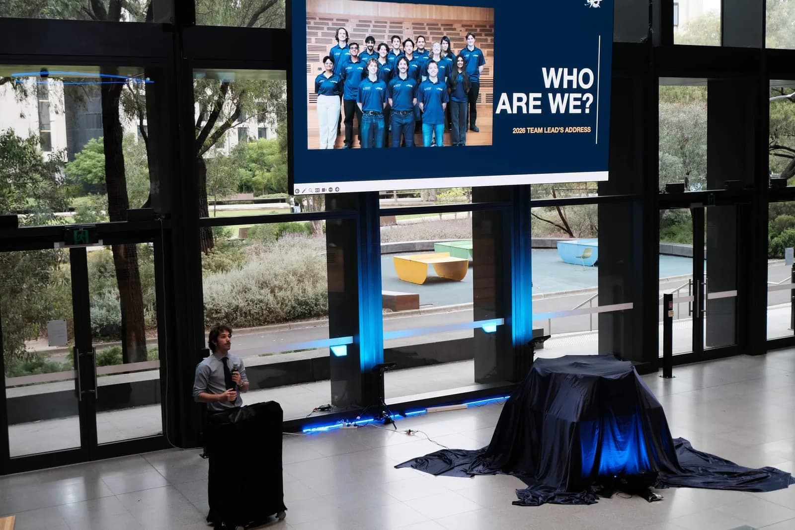 MUAS presentation screen at a public team event